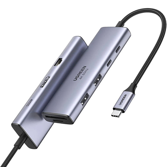 UGREEN 15375 | Revodok 9-in-1 USB-C Hub (Gigabit Ethernet, 4K@60Hz HDMI, 100W PD, USB-A &amp; USB-C Data, SD/TF)