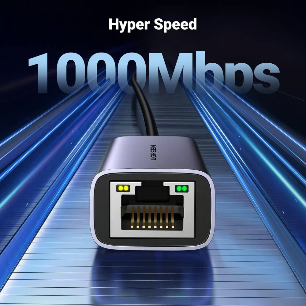 UGREEN 50737 | USB-C to Gigabit Ethernet Adapter | RJ45 LAN | USB 3.0 Type-C | Thunderbolt 3 Compatible | 1000Mbps | Plug & Play | For MacBook, Laptops, Tablets