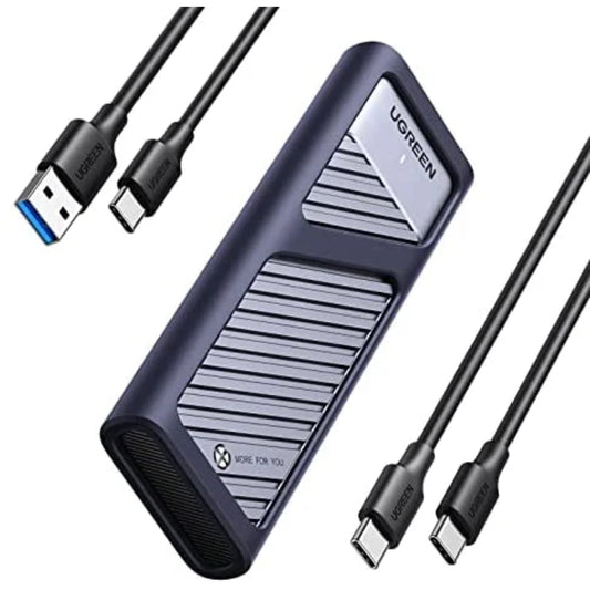 UGREEN 90408 | M.2 NVMe & SATA SSD Enclosure | 10Gbps USB 3.2 Gen 2 | Tool-Free Design | Dual Cable (USB-C &amp; USB-A) | Aluminum Alloy | For Laptop, PC, Mac