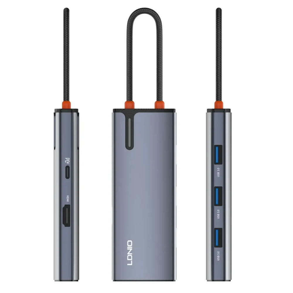 LDNIO DS-15H | 5-in-1 USB-C Dock Station, 100W PD Charging, 4K HDMI, 3× USB 3.0 Ports, Smart IC, Compact Design
