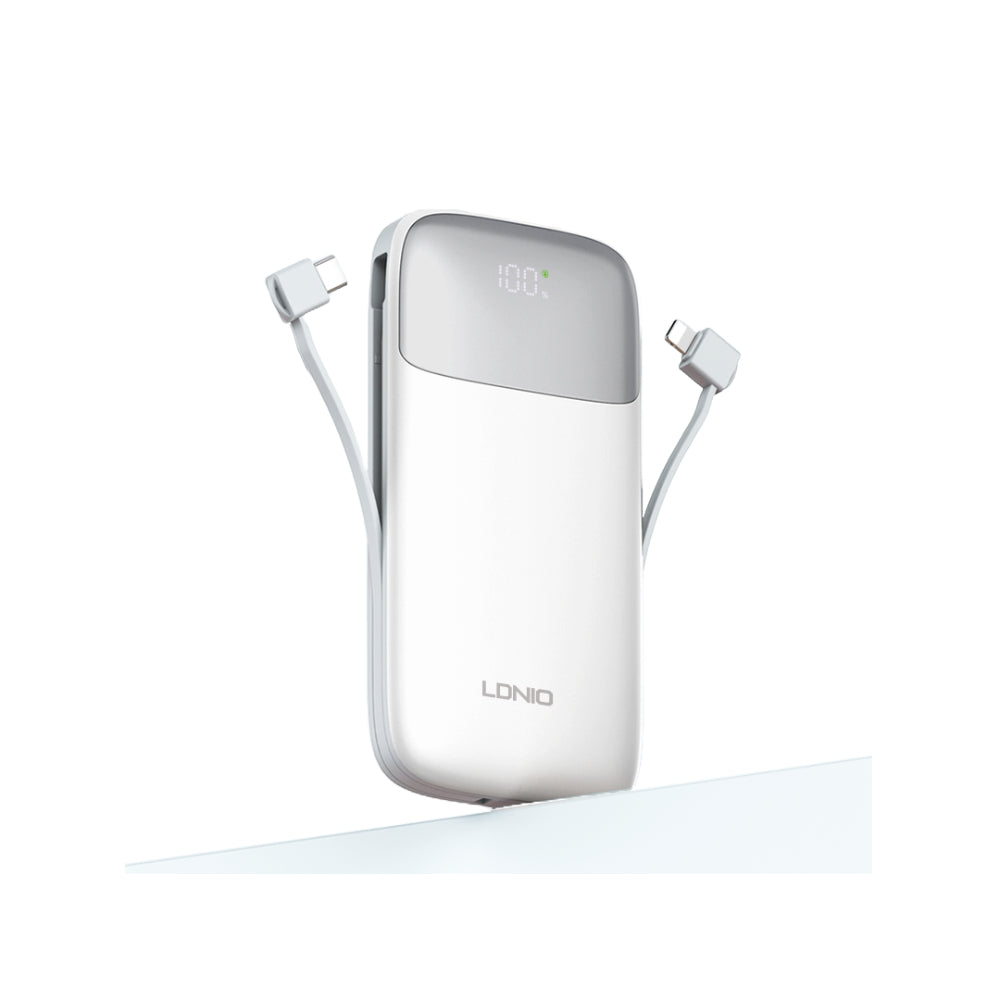 LDNIO PQ20 | 20000mAh Power Bank, 22.5W Fast Charging, Built-in Cables, LED Display, PD & QC3.0