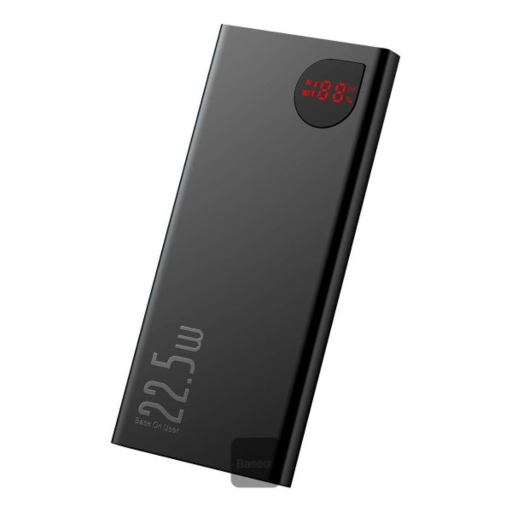 Baseus Adaman Metal | 10000mAh Power Bank | 22.5W Fast Charging | Digital Display | USB-A + Type-C Output | Metal Body | Black | For Android, iPhone, iPad, AirPods