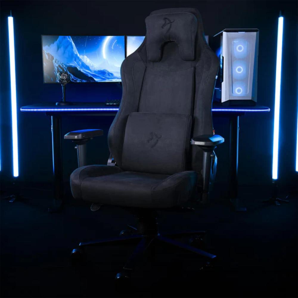 Arozzi Vernazza Supersoft | Premium Ergonomic Gaming  Office Chair | Pure Black | XL Frame | Memory Foam Padding | Soft Fabric Upholstery | 165° Recline | 3D Armrests | Adjustable Lumbar & Headrest Pillows