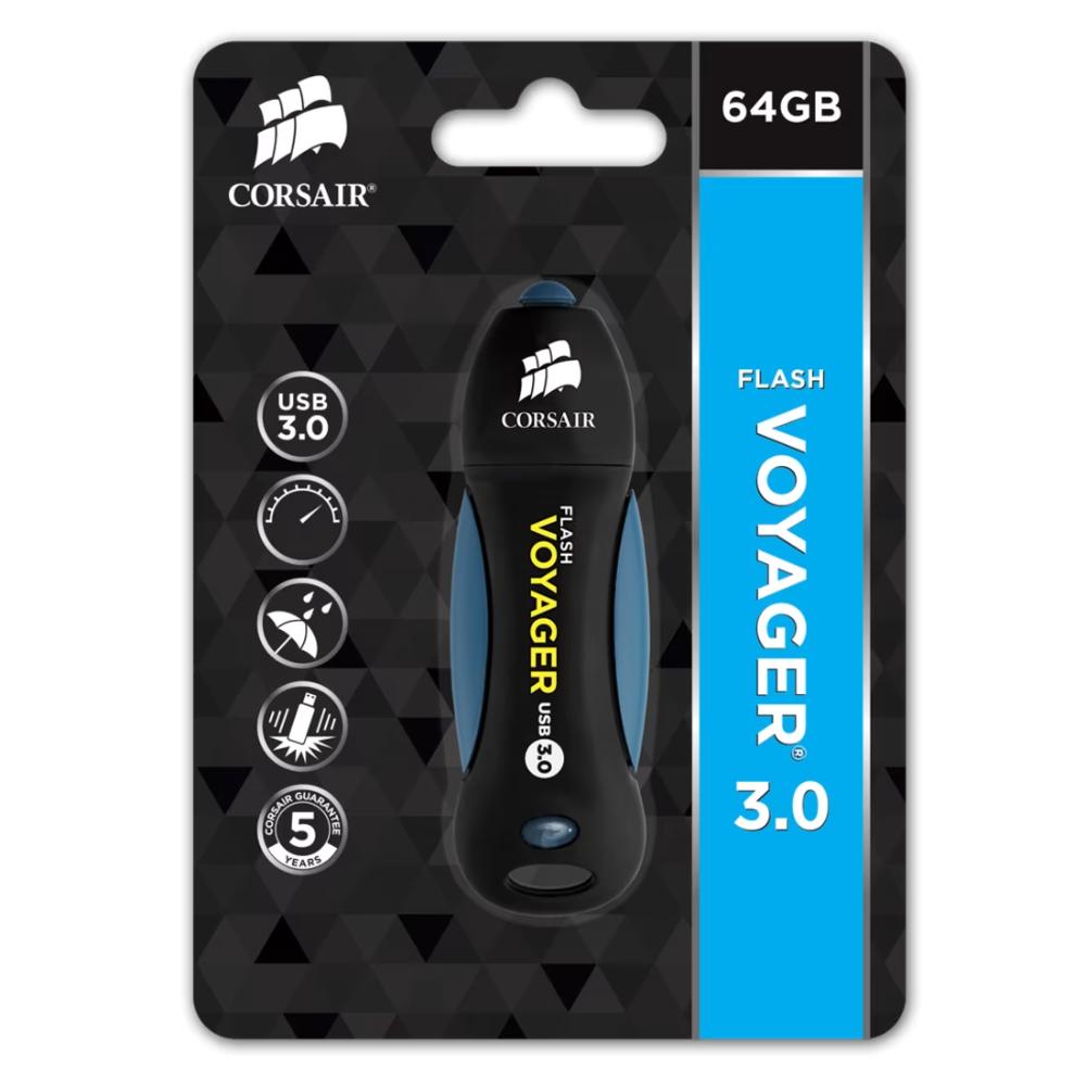 CORSAIR Flash Voyager USB 3.0 Flash Drive | Up to 190MB/s Read | Rugged Rubber Housing | Water-Resistant | USB 2.0 Compatible