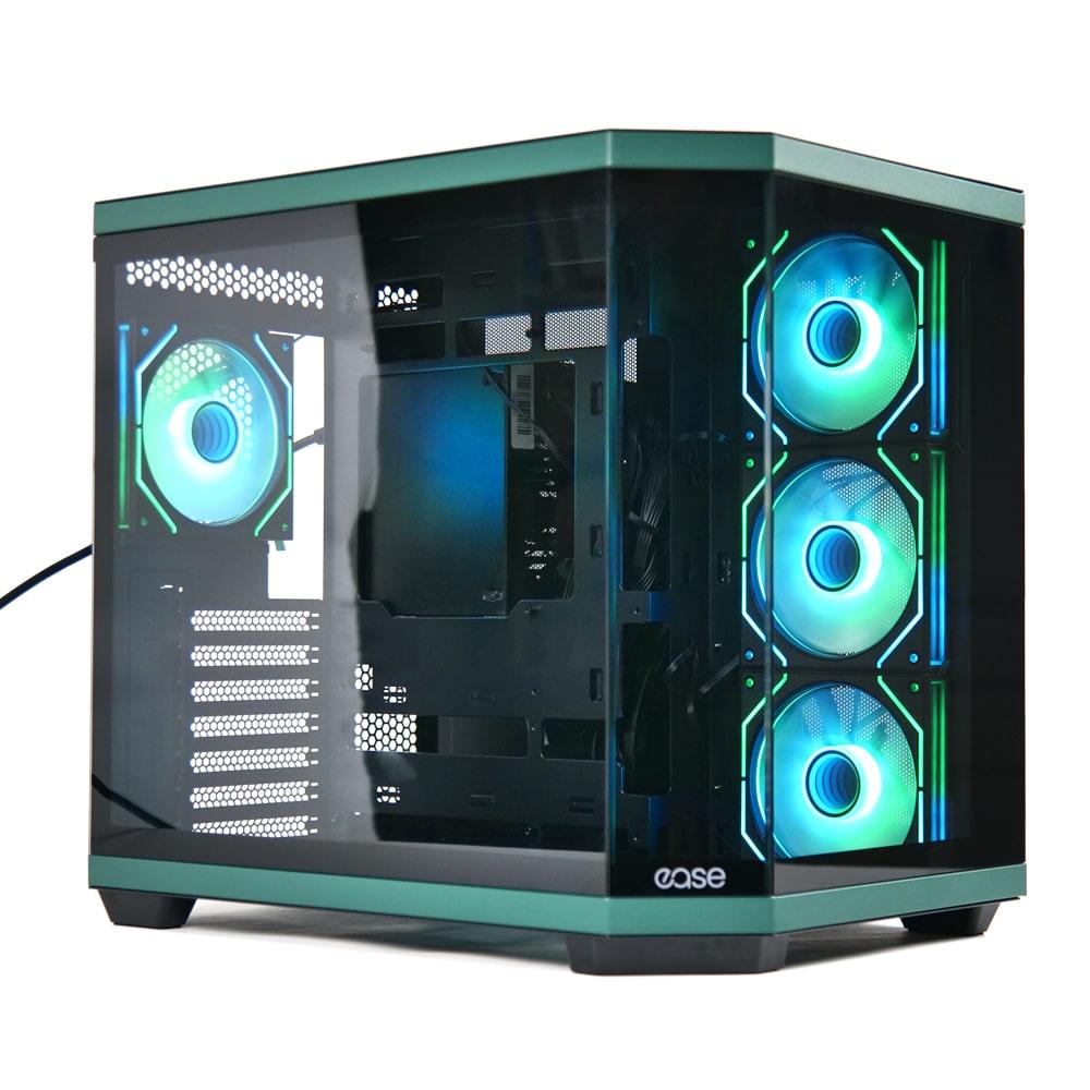 EASE EC124B Pro Case | Panoramic ATX Case with 4 ARGB Infinity Fans (Tempered Glass, Type-C)