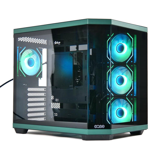 EASE EC124B Pro Case | Panoramic ATX Case with 4 ARGB Infinity Fans (Tempered Glass, Type-C)