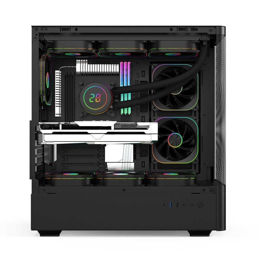 EASE EC123BM Panoramic Mesh ATX Gaming Case | 3x ARGB Fans | Tempered Glass | High Airflow Design