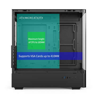 EASE EC123BM Panoramic Mesh ATX Gaming Case | 3x ARGB Fans | Tempered Glass | High Airflow Design