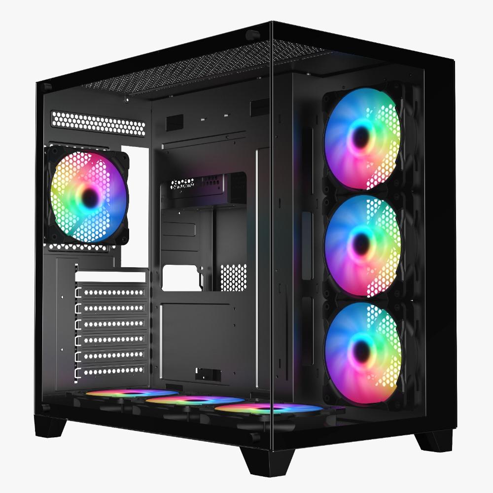 EASE EC124IF ATX Gaming Case | Panoramic Tempered Glass | Mesh Top | ARGB Fan | 360mm Liquid Cooling Support