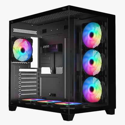 EASE EC124IF ATX Gaming Case | Panoramic Tempered Glass | Mesh Top | ARGB Fan | 360mm Liquid Cooling Support