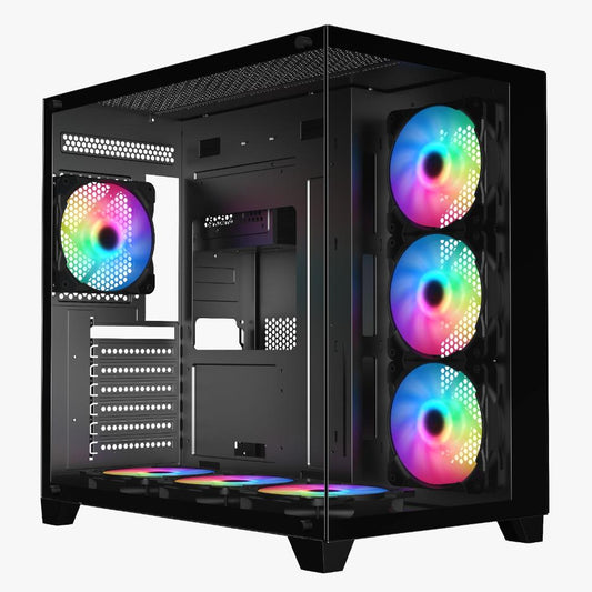 EASE EC124IF ATX Gaming Case | Panoramic Tempered Glass | Mesh Top | ARGB Fan | 360mm Liquid Cooling Support