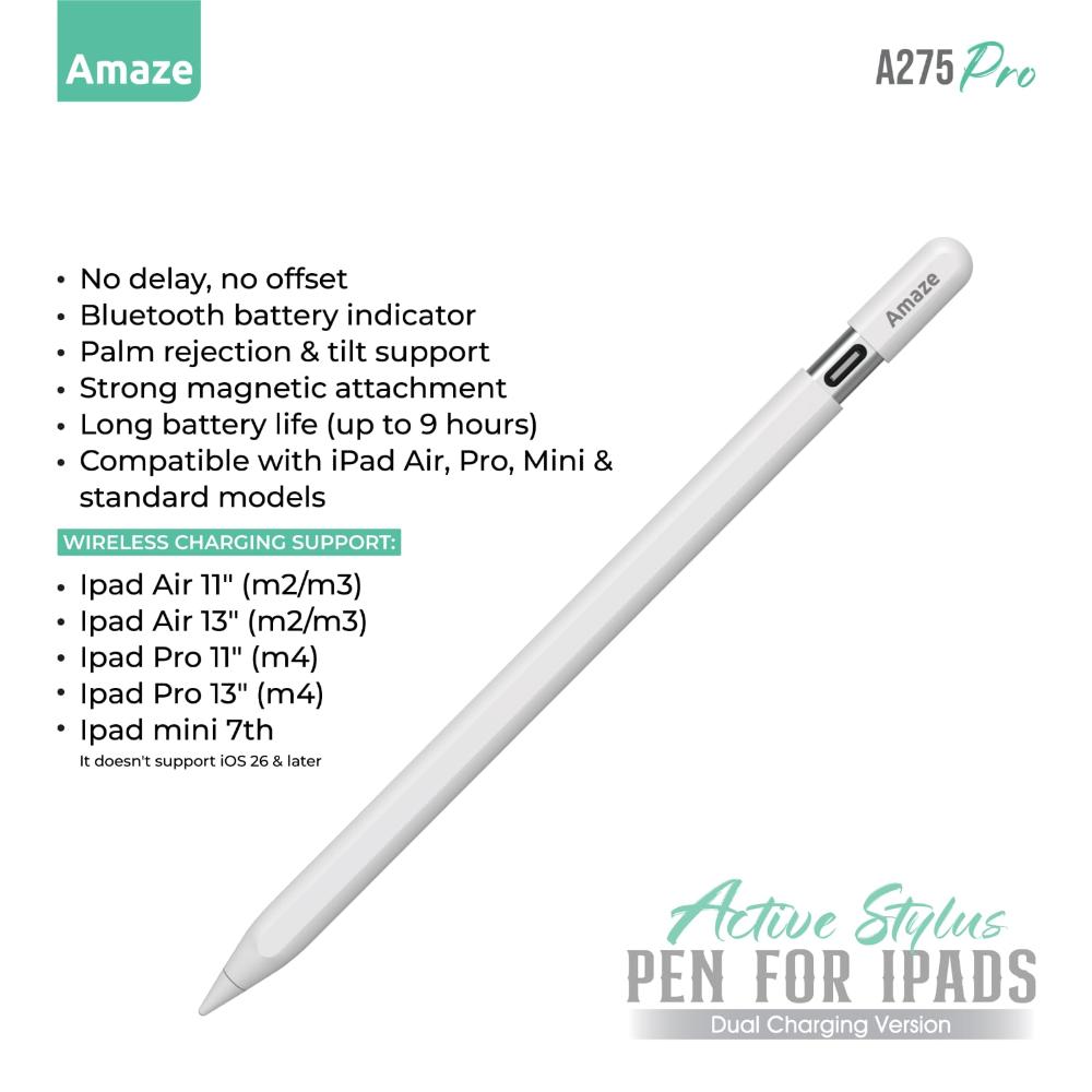 Amaze Active Stylus Pen for iPad A275 Pro | Magnetic Charging Stylus w –  MUSTAFA COMPUTERS