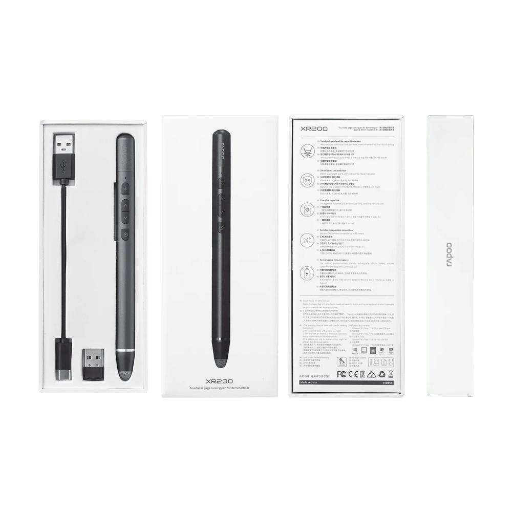 Rapoo XR200 Wireless Presenter | Rechargeable Laser Pointer | Touch Pen | 2.4GHz Presentation Remote