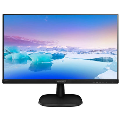 Philips 243V7QJAB | 24" Full HD IPS LCD Monitor | 1920 × 1080 Resolution | Ultra-Wide Viewing Angles | HDMI + DisplayPort + VGA | Built-in Stereo Speakers | Flicker-Free + Low Blue Mode | Slim Bezel Design | For Home, Office, and Multimedia Use
