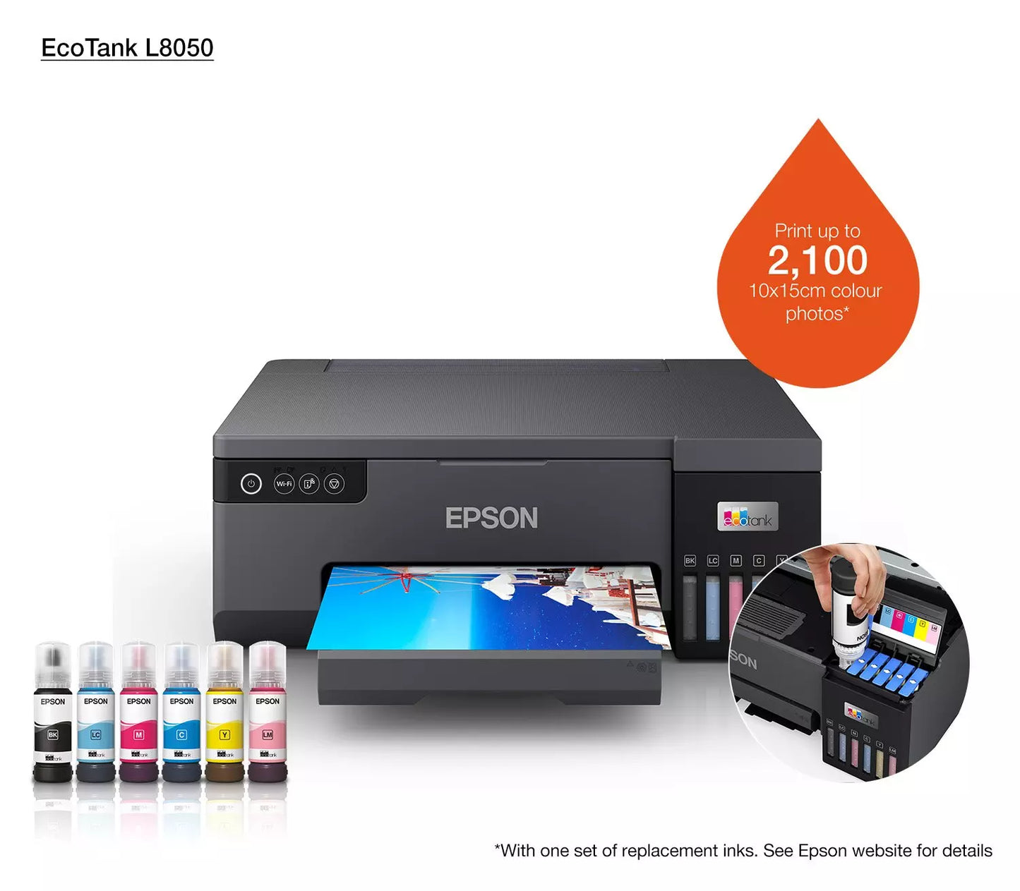 Epson EcoTank L8050 | A4 Wi-Fi | Ink Tank Photo Printer