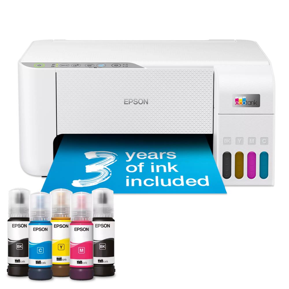 Epson EcoTank L3276 | Print, Scan, Copy, Wi-Fi, 8100 Page Yield | White Ink Tank Printer