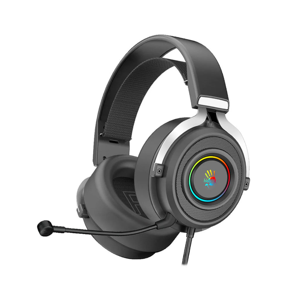 Bloody G535P | Stereo Surround Sound RGB Gaming Headphone – Black + Silver 4‑Pin 3.5mm Edition with PC Extension Adapter