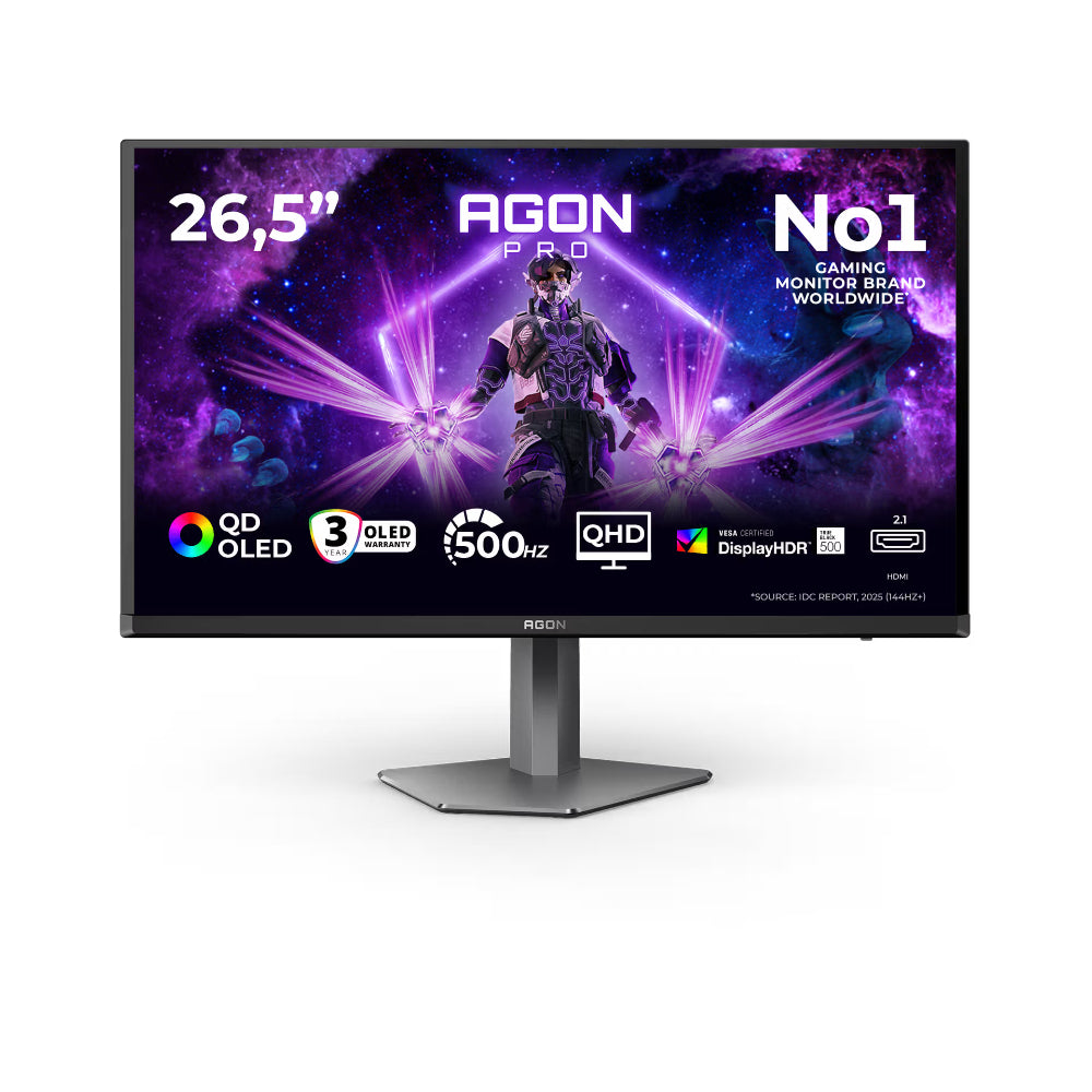 AOC AGON AG276QKD2 | 27" QD-OLED Gaming Monitor | QHD 1440p | 500Hz | 0.03ms | HDR True Black 500 | HDMI 2.1 | DP 2.1