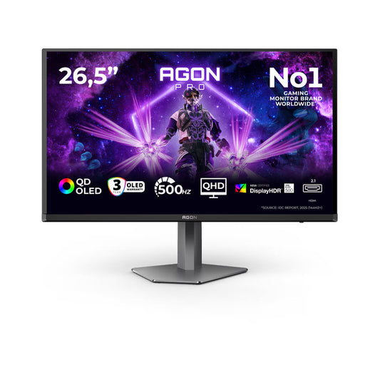 AOC AGON AG276QKD2 | 27" QD-OLED Gaming Monitor | QHD 1440p | 500Hz | 0.03ms | HDR True Black 500 | HDMI 2.1 | DP 2.1