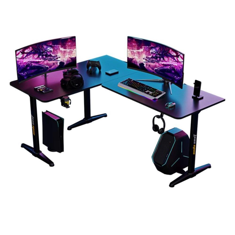 AndaSeat Wind Seeker L-Shaped Gaming Desk | Carbon Fiber Surface | 160cm Corner Gaming Desk | Heavy-Duty Steel Frame