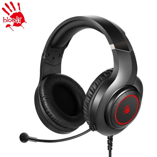 Bloody G220 | Neon Gaming Headphone – Black USB + 3.5mm Audio with Extension Adapter
