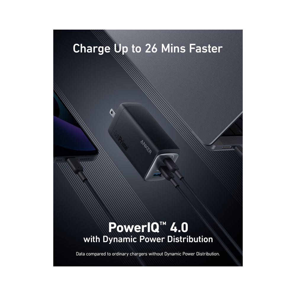 Anker A2148 | 737 GaNPrime Charger | 120W Total Output | 2 × USB-C + 1 × USB-A | Compact Wall Adapter | PowerIQ 4.0 | For MacBook Pro, iPhone, Galaxy, iPad, USB-C Devices