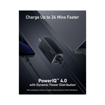 Anker A2148 | 737 GaNPrime Charger | 120W Total Output | 2 × USB-C + 1 × USB-A | Compact Wall Adapter | PowerIQ 4.0 | For MacBook Pro, iPhone, Galaxy, iPad, USB-C Devices