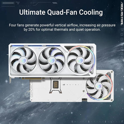 ASUS ROG Astral GeForce RTX 5080 16GB GDDR7 White OC Edition | Quad-Fan Cooling | DLSS 4 | NVIDIA Blackwell | 80A MOSFETs