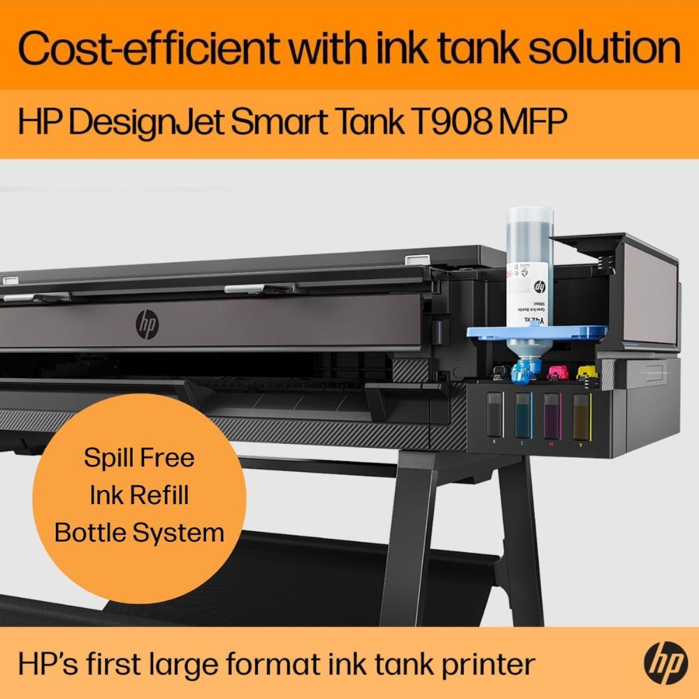 HP DesignJet Smart Tank T908 36-in Multifunction Printer (2Y9H6A) | Large Format Print, Scan & Copy