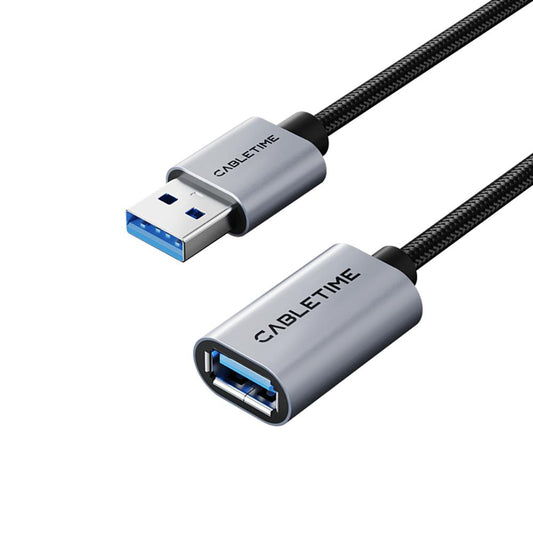 CABLETIME CA17 USB 3.0 A Male to Female Extension Cable | 0.5m – 3m | 5Gbps Speed | Aluminum Shell & Braided Jacket
