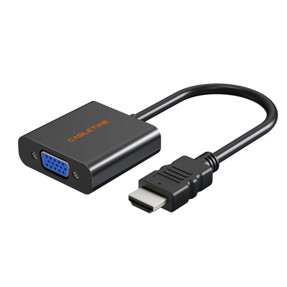 CABLETIME CP52B HDMI to VGA Adapter | 1080p Full HD | HDMI Male to VGA Female Converter