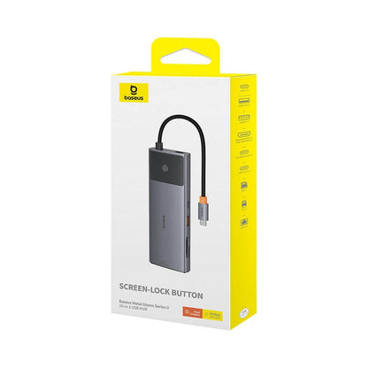 Baseus Metal Gleam Series II | 10-in-1 USB-C HUB Adapter | 100W PD Input | 4K HDMI + VGA | RJ45 Gigabit Ethernet | SD/TF Card Readers | USB-C Data + 3 × USB-A | 3.5mm Audio Jack | Aluminum Alloy | Space Gray