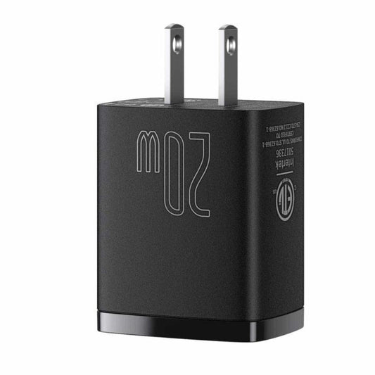 BASEUS Compact | 20W Quick Charger (1×USB‑C + 1×USB‑A, Black)