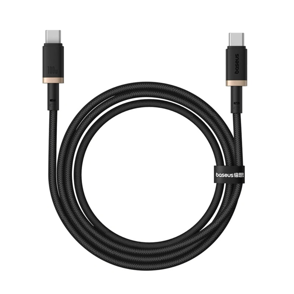 Baseus Dura Series | USB-C to USB-C Cable | 100W PD Fast Charging | 480Mbps Data | Anti-Break Design | Braided | Gold + Black | For Laptops, Tablets, USB-C Phones, Power Banks