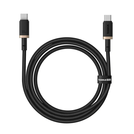 Baseus Dura Series | USB-C to USB-C Cable | 100W PD Fast Charging | 480Mbps Data | Anti-Break Design | Braided | Gold + Black | For Laptops, Tablets, USB-C Phones, Power Banks