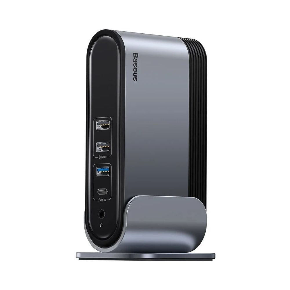 Baseus UnionJoy Series | 14-Port Type-C HUB Adapter | Triple-Screen Output | 100W PD Input | 4K HDMI ×2 + VGA | RJ45 Gigabit Ethernet | SD/TF Card Readers | USB-C Data + 4 × USB-A | 3.5mm Audio Jack | Aluminum Alloy | Space Gray