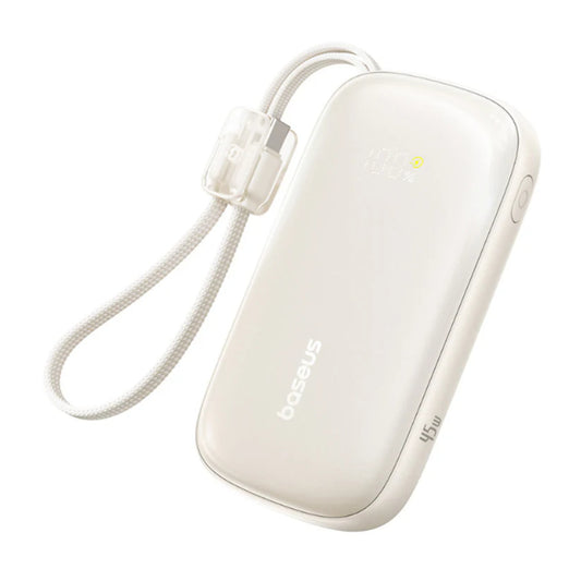 BASEUS EnerFill FC21 Qpow 3 Ultra | Digital Display Power Bank with Detachable Cable – 20000mAh 45W (Natural Titanium)