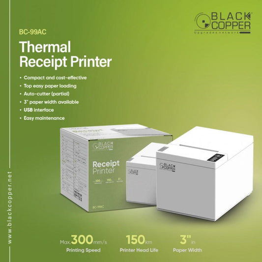 Black Copper BC-99AC Thermal Receipt Printer | 3-Inch (80mm) POS Printer | USB | Auto Cutter | 300mm/s High-Speed Printing