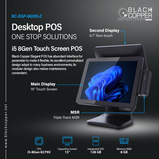 Black Copper BC-EGP-8G015-Z | Dual Screen POS System | Revolutionize Your Business Operations