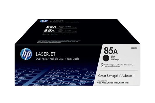 HP 85A 2-pack Black Original LaserJet Toner Cartridges | CE285AD |