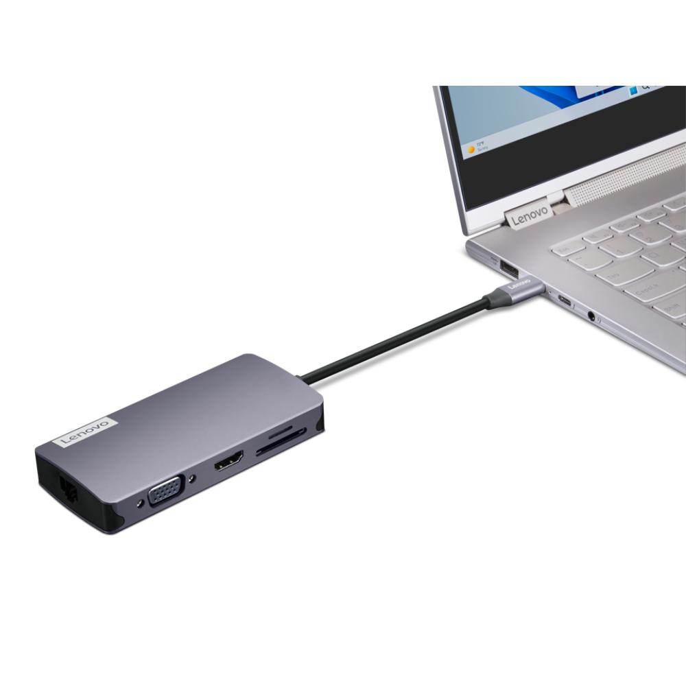Lenovo 150 USB-C Travel Dock | 4K HDMI | VGA | Gigabit Ethernet | USB-A | USB-C Power Pass-Through | SD & TF Card Reader | 100W Charging