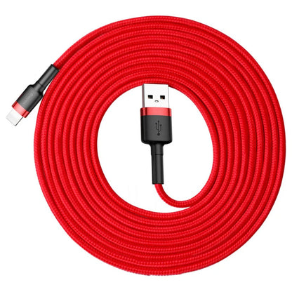 Baseus Cafule Series | USB-A to Lightning Cable | 18W Fast Charging | 480Mbps Data | Braided | Reinforced Connectors | 3 Meter | Red | Model CALKLF-R09 | For iPhone, iPad, AirPods