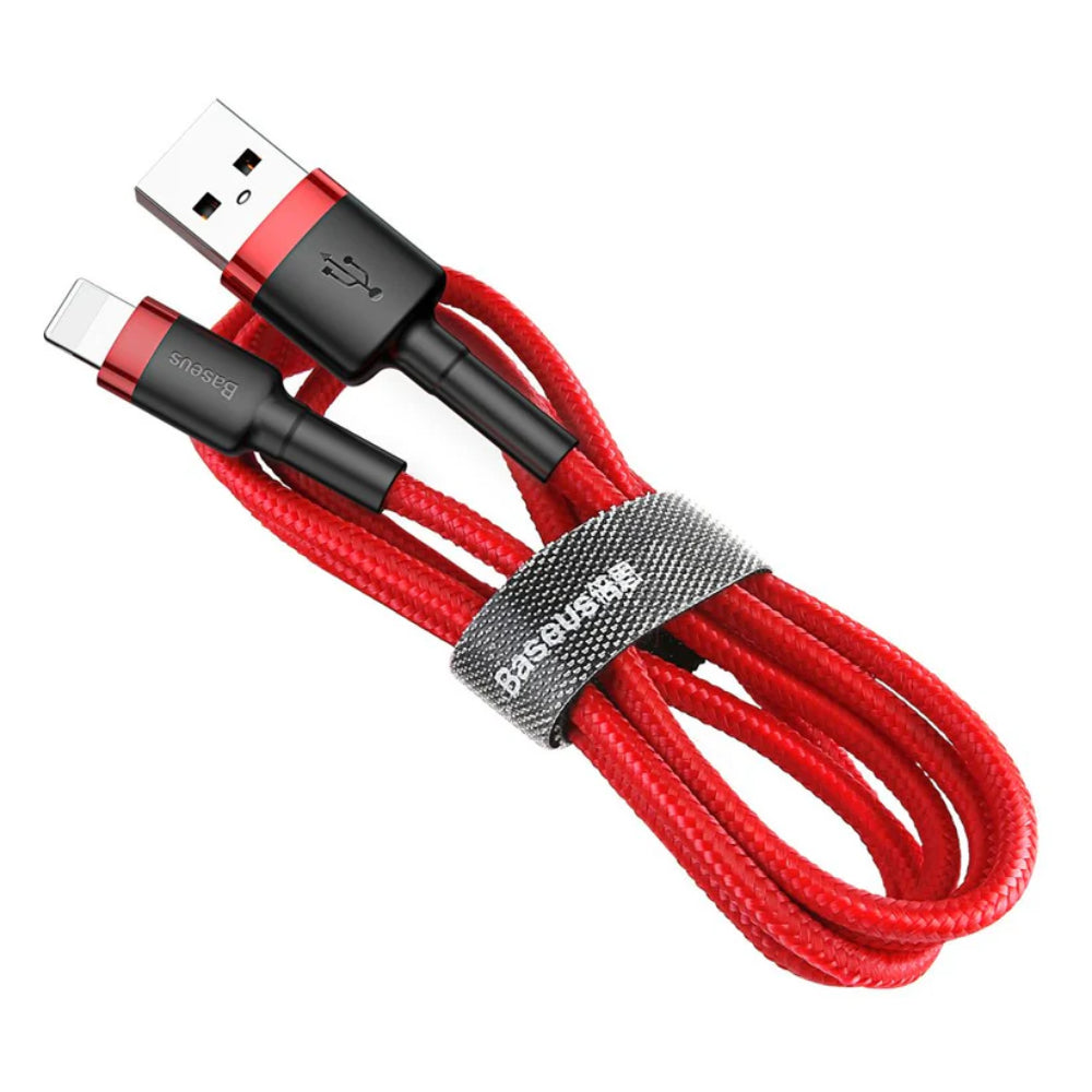 Baseus Cafule Series | USB-A to Lightning Cable | 18W Fast Charging | 480Mbps Data | Braided | Reinforced Connectors | 3 Meter | Red | Model CALKLF-R09 | For iPhone, iPad, AirPods