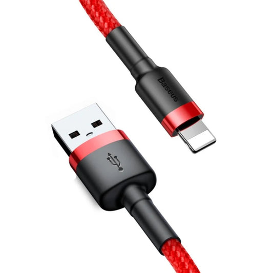 Baseus Cafule Series | USB-A to Lightning Cable | 18W Fast Charging | 480Mbps Data | Braided | Reinforced Connectors | 3 Meter | Red | Model CALKLF-R09 | For iPhone, iPad, AirPods