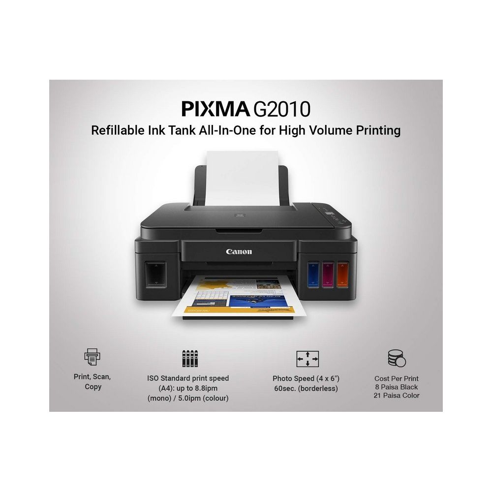 Canon PIXMA G2010 | Refillable Ink Tank Printer, Print, Scan, Copy