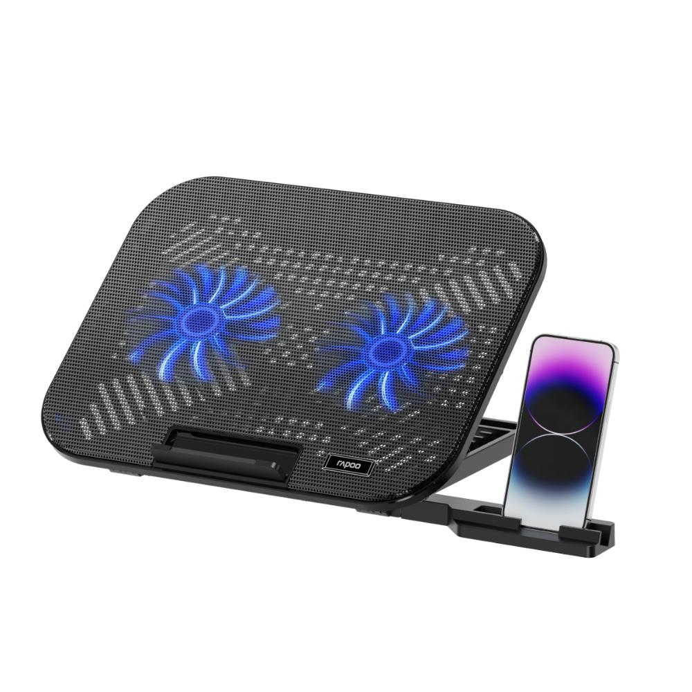 Rapoo CF200 Laptop Cooling Pad | Dual 100mm Cooling Fans | 6 Adjustable Angles | Quiet Operation | Up to 14-Inch Laptops
