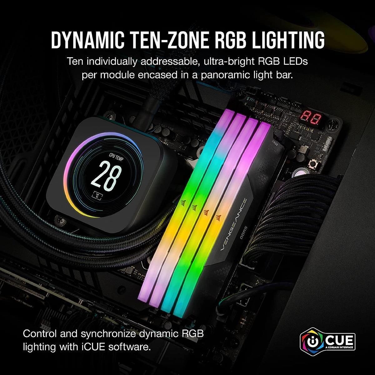 CORSAIR VENGEANCE® | RGB 64GB (2x32GB) DDR5 DRAM 6000MT/s CL30 | AMD EXPO & Intel XMP Memory Kit