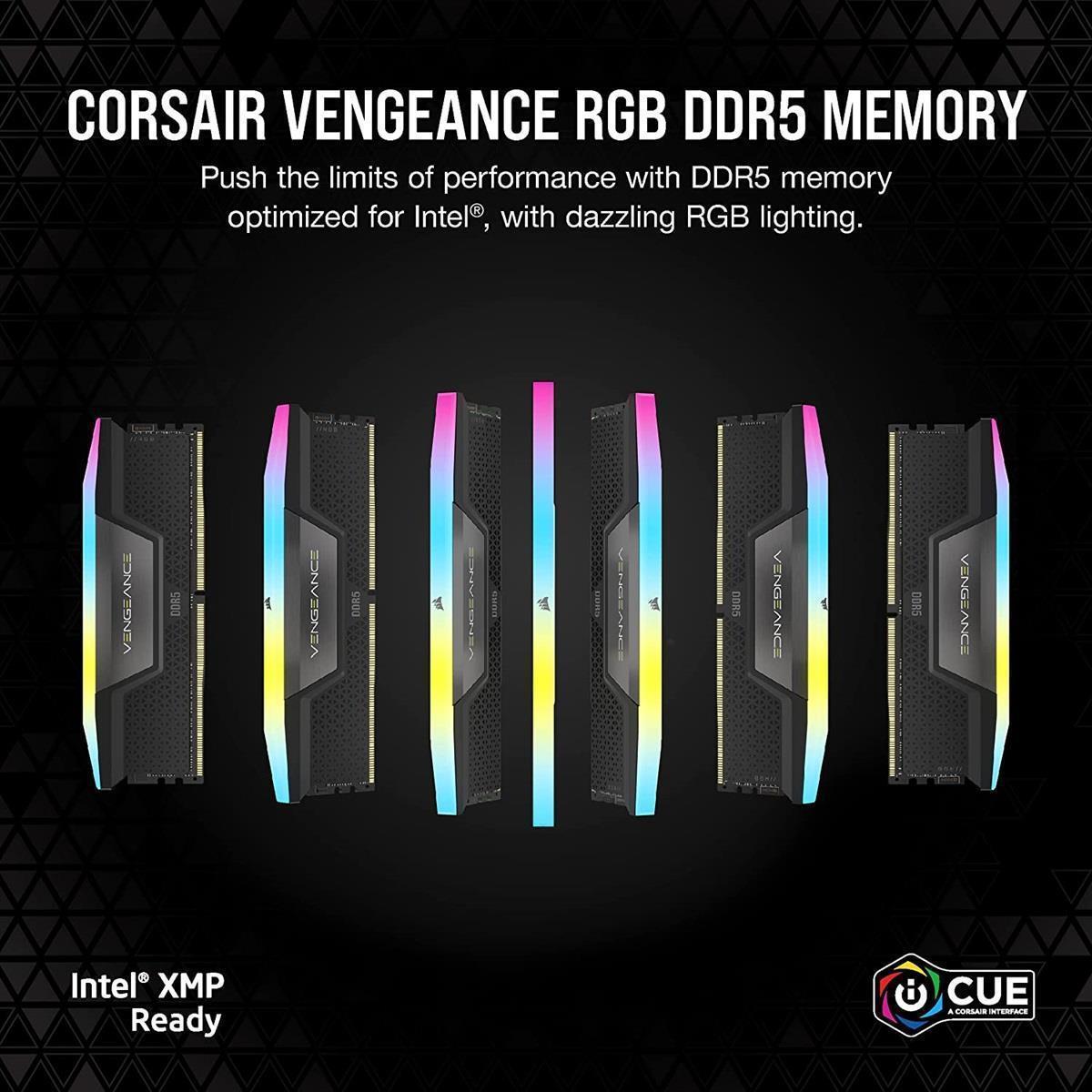 CORSAIR VENGEANCE® | RGB 64GB (2x32GB) DDR5 DRAM 6000MT/s CL30 | AMD EXPO & Intel XMP Memory Kit