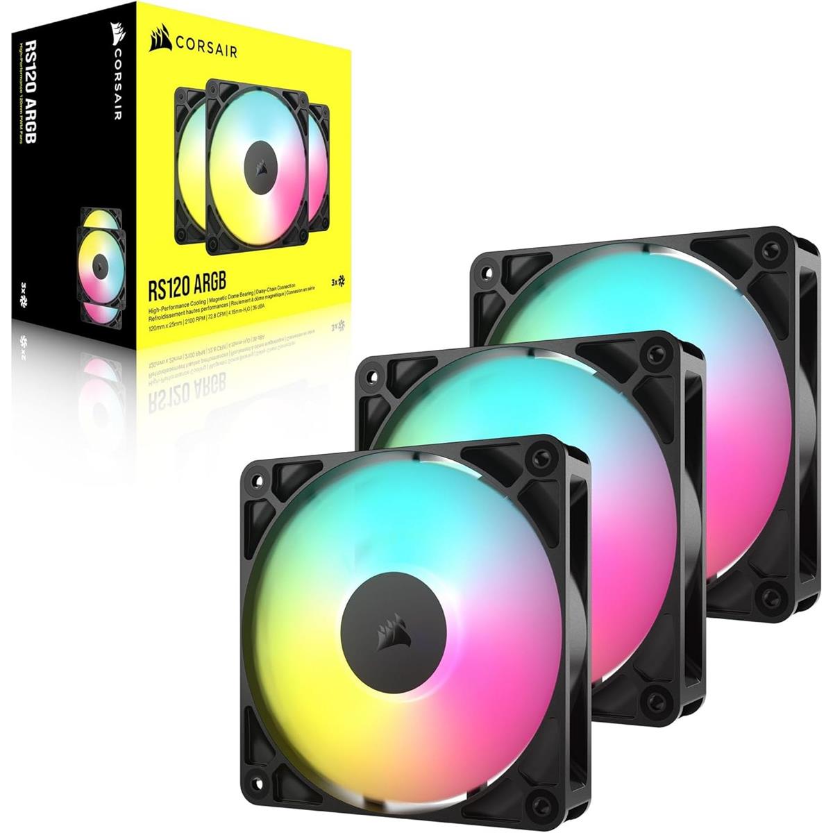 Corsair RS120 ARGB 120mm PWM Fans – Triple Pack | Smart Cooling with Streamlined RGB and Cable Management