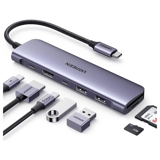 UGREEN 15214 7‑in‑1 USB‑C Converter | Multifunction Hub with HDMI, PD &amp; Card Reader